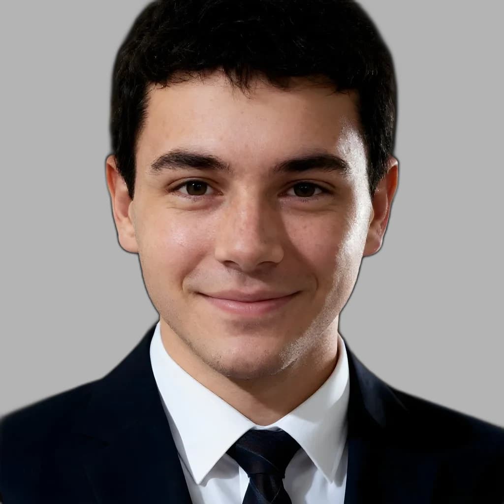 Same headshot on a light grey background